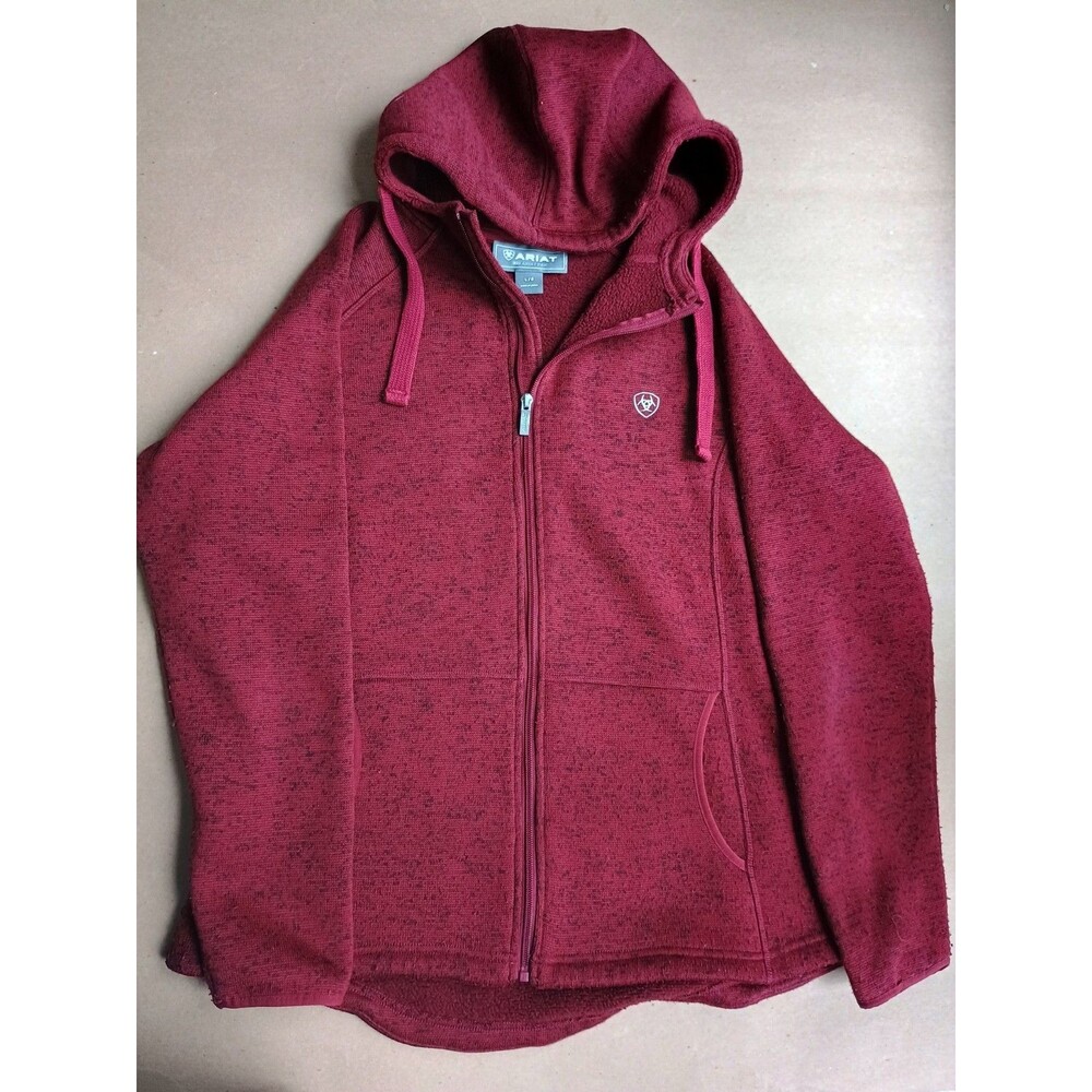 Ariat Tek Women's Sz L Burgundy Cold Series Knit Fleece Full Zip Hoodie Jacket